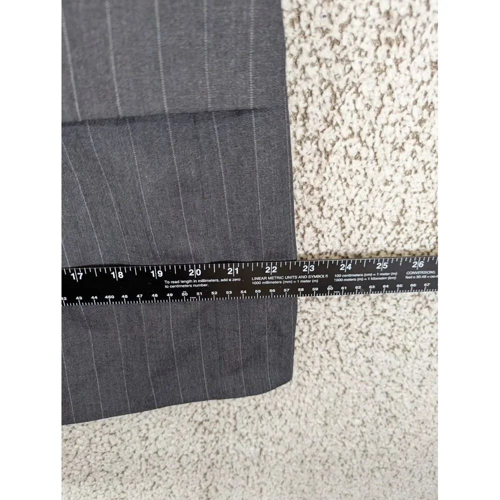 Chaps Ralph Lauren Sport Coat Mens 42R Grey Striped 1980s Virgin Wool Blazer Vtg